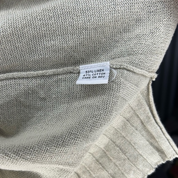 Women’s Bryn Walker Tan Linen Cotton Long Sleeve Scoop Neck Sweater Size Small - Picture 4 of 6